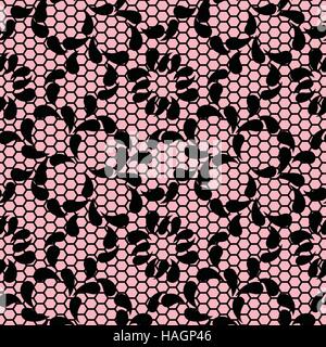 Nahtlose schwarze Lochmuster auf rosa Hintergrund Stock Vektor