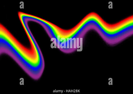 Kurvenreich Regenbogen auf einem schwarzen Hintergrund Stockfoto