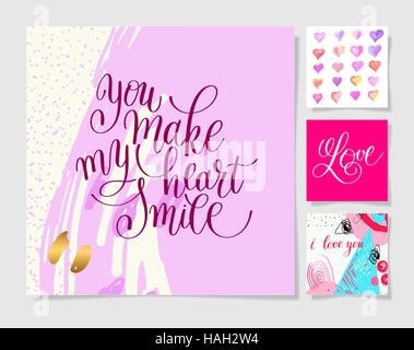 Valentinstag-Design Set, Kalligraphie Vektor Stock Vektor