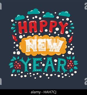 Happy New Year Vintage Poster Stock Vektor