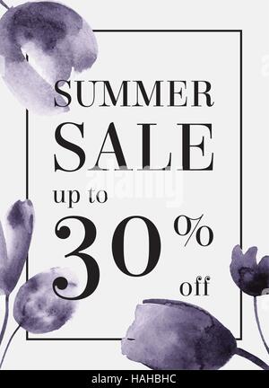 Summer-Sale bis Tu 70 Prozent Rabatt. Aquarell Design. Web-banner Stock Vektor