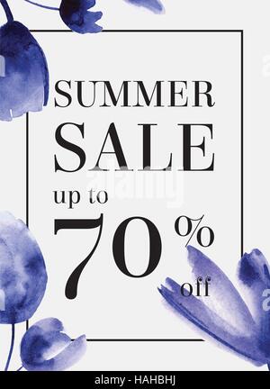 Summer-Sale bis Tu 70 Prozent Rabatt. Aquarell Design. Web-banner Stock Vektor