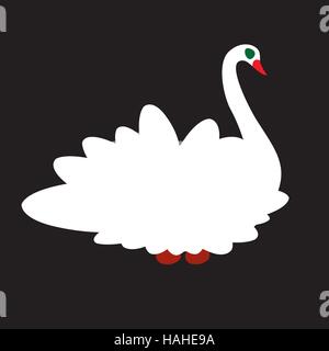 weisser Schwan mit rotem Schnabel und grüne Augen Stock Vektor