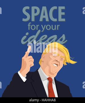 Cartoon-Porträt von Donald Trump eine Rede. Vektor-Illustration-EPS10 Stock Vektor