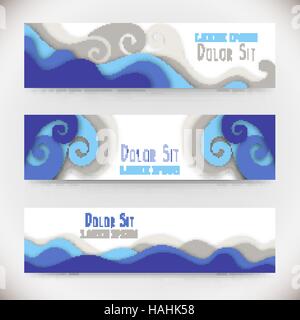 Drei bunte horizontale Banner mit geschwungenen Formen als Welle oder Hügel Stock Vektor