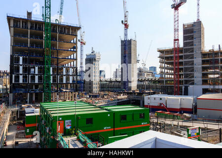 Die Bauarbeiten beginnen in der Sanierung von King's Cross, London, Großbritannien, Juli 2013 Stockfoto