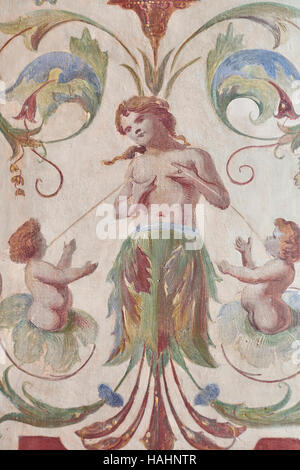 Fresko und schmückenden Details der Villa Farnesina. Rom, Italien Stockfoto
