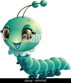 schöne blaue Raupe auf weißem Hintergrund Stock Vektor