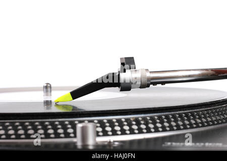 DJ-Plattenspieler-Nadel und die Vinyl-Schallplatte Stockfoto