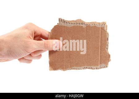 Hand halten Stück Pappe - Platz für Ihren text Stockfoto