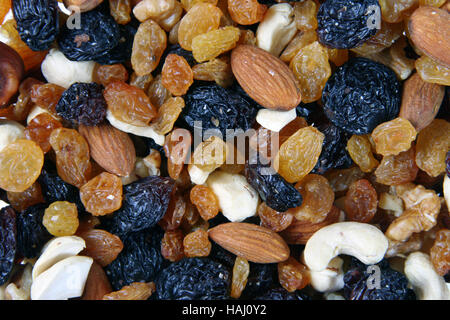 Musli - gemischten Nüssen, Rosinen und getrocknete Früchte Stockfoto