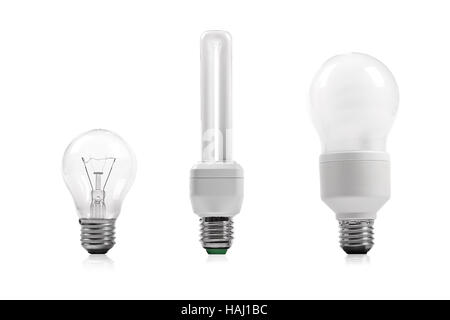 Energieeinsparung und Glühlampe Stockfoto