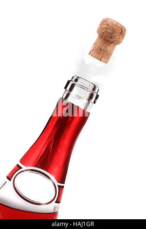 Flasche Champagner Knallende Korken Stockfoto