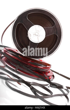 Band-Gewirr von alten Audio-Walzen Stockfoto