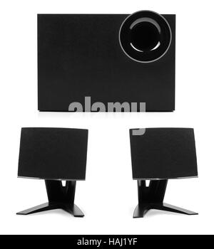 Sound-System mit zwei Lautsprechern und subwoofer Stockfoto