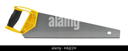 Handsäge isoliert auf weiss Stockfoto