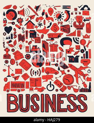 Große Reihe von Cartoon-Symbole, Piktogramme und einfache Zeichen. Stock Vektor