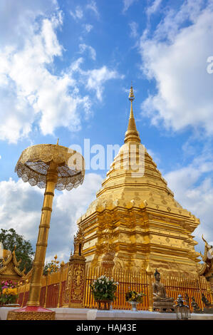 Goldene Pagode Wat Phra, die Doi Suthep Chiangmai Thailand Stockfoto