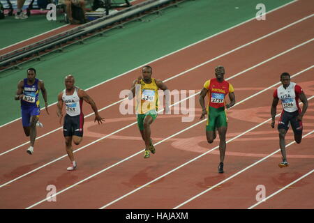 Herren 100M FINISH MENS 100M Athen Griechenland 22. August 2004 Stockfoto