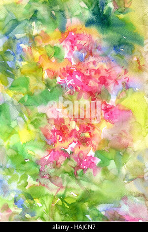 Abstrakte Aquarell Blumen. Bunte Frühlingsblumen Stockfoto