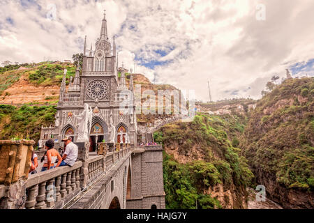 Ipiales, Ecuador - 11. September 2016: Las Lajas Heiligtum, katholische Kirche In einer Schlucht In Ipiales, Kolumbien Stockfoto