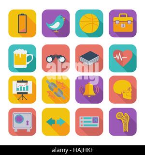 Flache Farbsymbole für Webdesign und Mobile Anwendungen. Set 2. Vektor-Illustration. Stock Vektor