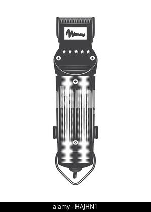 Haare Haarschneider Vintage Vektor isoliert auf einem weißen Hintergrund. Stock Vektor