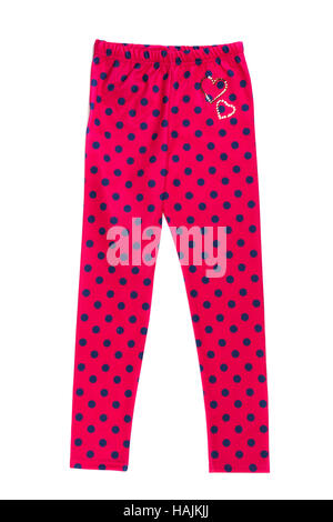 Rote Strumpfhose mit Polka Dots. Isolieren Sie auf weiß. Stockfoto