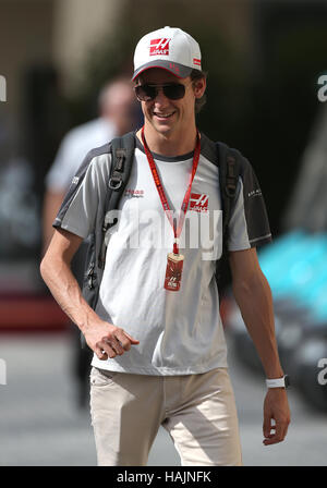 Haas Esteban Gutierrez während des Trainings am Yas Marina Circuit in Abu Dhabi. PRESSEVERBAND Foto. Bild Datum: Freitag, 25. November 2016. Finden Sie unter PA Geschichte AUTO Abu Dhabi. Bildnachweis sollte lauten: David Davies/PA Wire. Einschränkungen: Nur zur redaktionellen Verwendung. Kommerzielle Nutzung mit vorheriger Zustimmung von Teams. Stockfoto