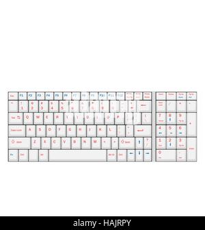 Computer realistische weiße Tastatur Ioslated auf weißem Hintergrund Stock Vektor