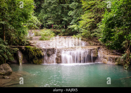 Erawan Wasserfälle (Thailand) im Erawan Nationalpark Stockfoto