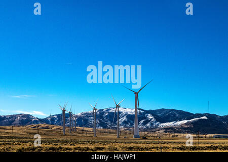 Tehachapi California Windenergieanlagen nach einem leichten Schneesturm November 2016 Stockfoto