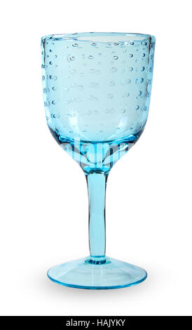 leere blaue Glas Wein isoliert auf weiss Stockfoto