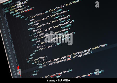 Website-Entwicklung - Programmierung Code auf dem Computerbildschirm Stockfoto