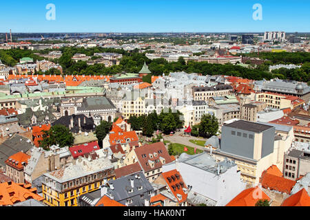 Skyline Blick auf die Altstadt von Riga und die Stadt Stockfoto