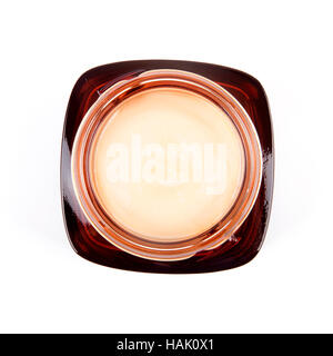 Draufsicht der kosmetischen Creme Glas isoliert auf weiss Stockfoto