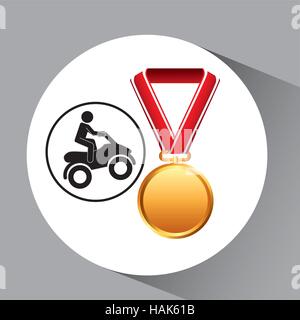 Quad-Bike-Medaille Sport extreme Grafik Vektor Illustration Eps 10 Stock Vektor