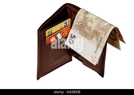 Europäischen Banknoten in eine Brieftasche Stockfoto