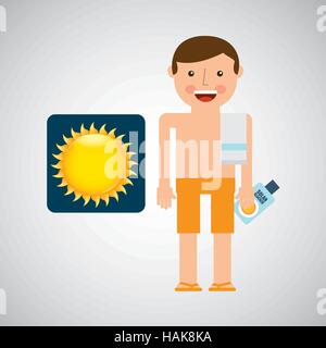 Mann shorts Handtuch Strand Urlaub Sonne Vektor Illustration Eps 10 Stock Vektor