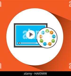 Programmier Sprachen video-Player-Symbol Vektor Illustration Eps 10 Stock Vektor