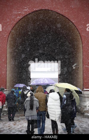 Die Verbotene Stadt nach einem Schneefall Peking China Stockfoto