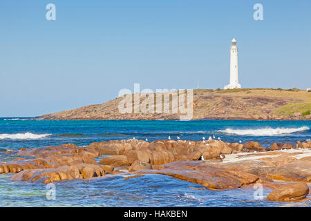 Cape Leeuwin Leuchtturm, an der südwestlichen Spitze von Australien, wo sich zwei Ozeane treffen. Stockfoto