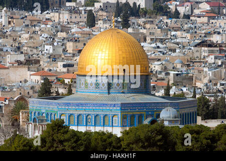 Der Felsendom auf dem Tempelberg in Jerusalem - Israel Stockfoto