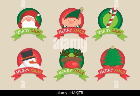 Süße Weihnachts-Icons, Elemente und Illustrationen Stock Vektor