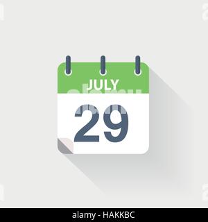 29 Juli-Kalender-Symbol Stock Vektor