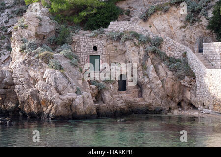 Haus im alten Hafen Kolorina, Dubrovnik, Kroatien am 30. November 2015. Stockfoto