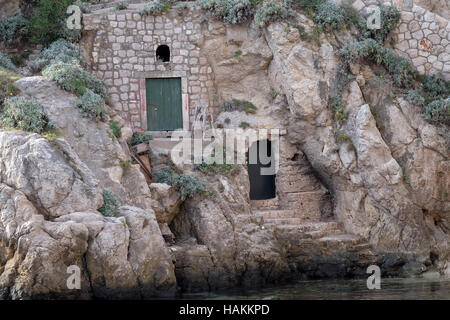 Haus im alten Hafen Kolorina, Dubrovnik, Kroatien am 30. November 2015. Stockfoto
