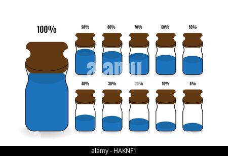 Optionen für Dosen unterschiedliche Menge an Flüssigkeit zu füllen. Vektor-Illu Stock Vektor