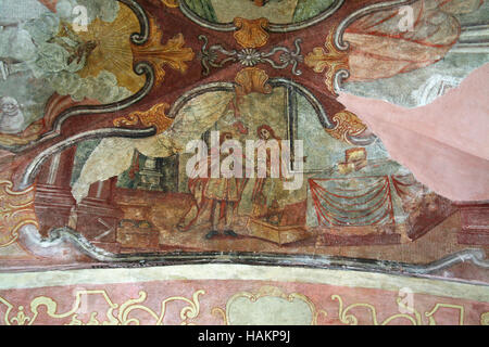 Freskomalerei in Pfarrei Kirche der Muttergottes von Schnee in Kamensko, Kroatien Stockfoto