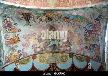 Freskomalerei in Pfarrei Kirche der Muttergottes von Schnee in Kamensko, Kroatien Stockfoto